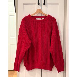 Vintage 90s American Eagle Mens Red Sweater Size XL Fisherman Cable Knit